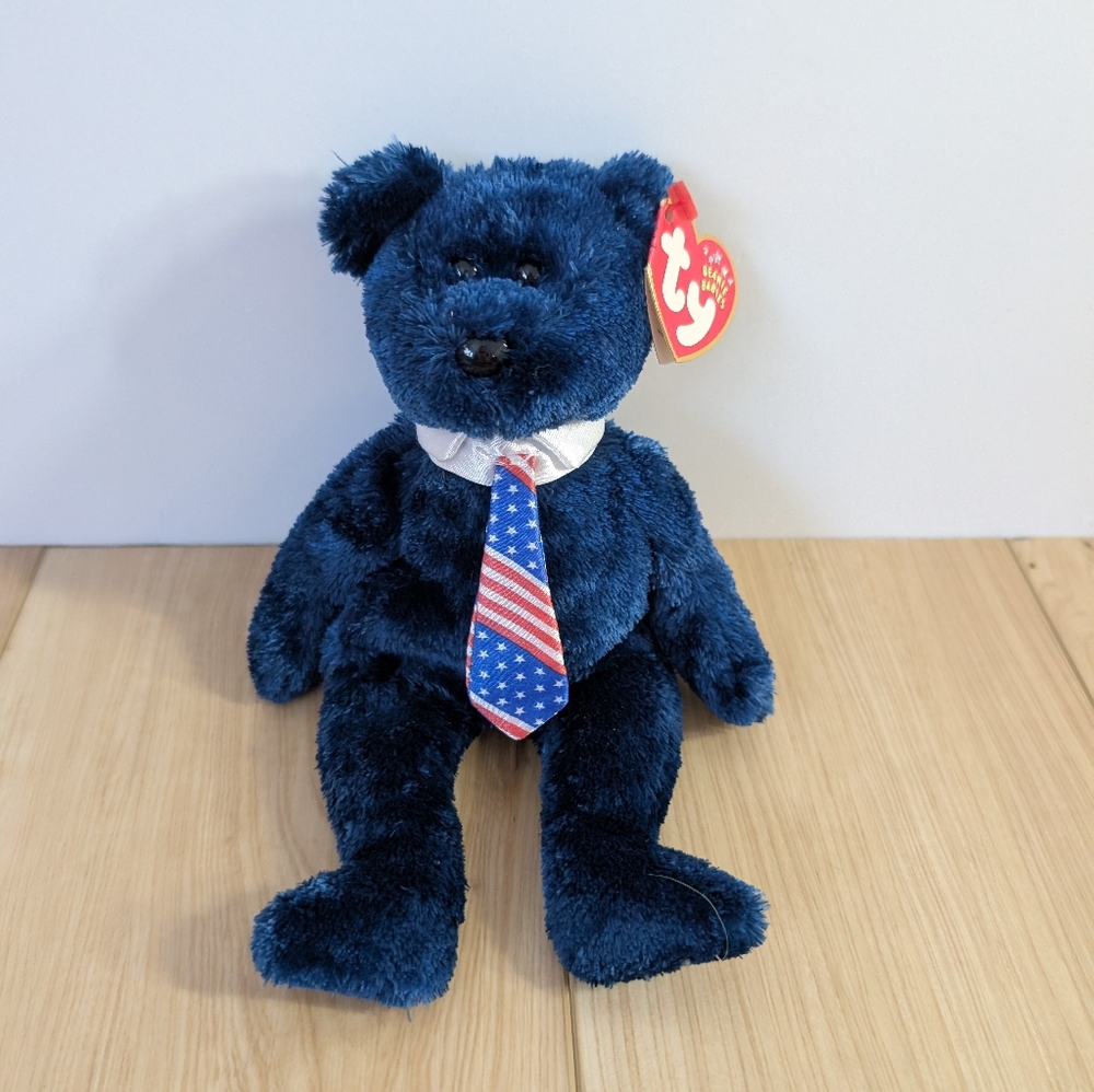 "Pops" TY beanie baby bear with tie